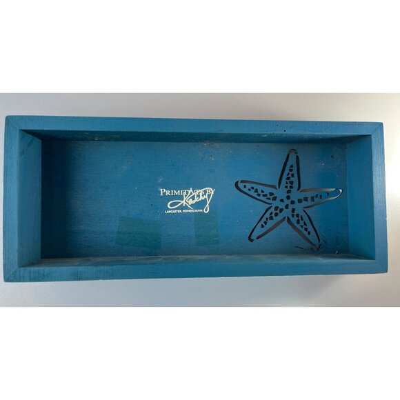 Rustic Water Blue Wooden Block Sign Starfish Cutout "The Ocean Fixes Everything" - Picture 3 of 8
